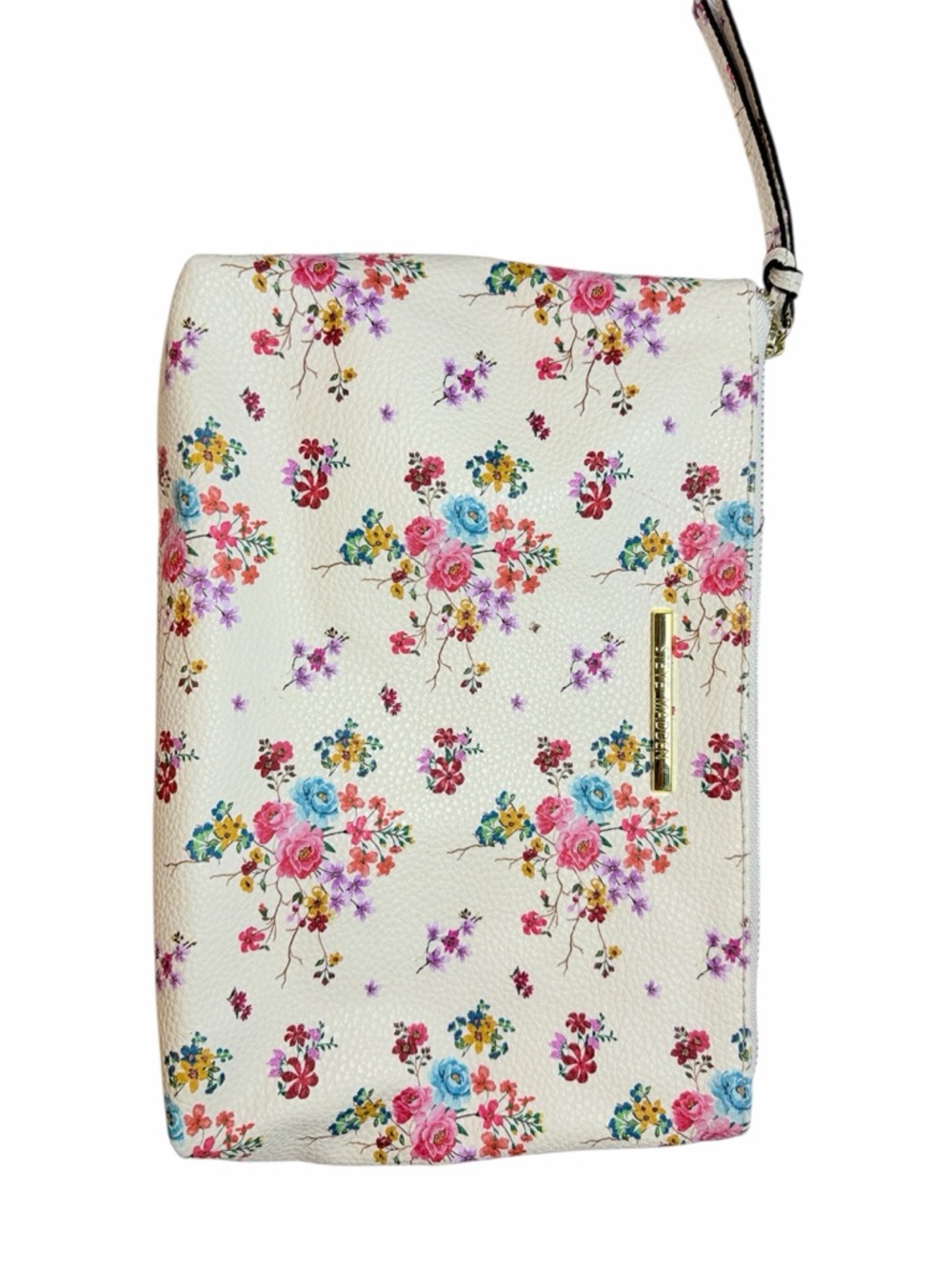 Steve Madden Cream Floral Zipper Clutch Pouch Bag